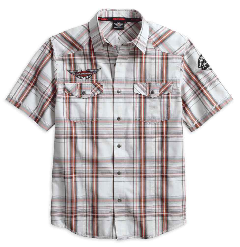 Harley-Davidson Men's Embroidered Plaid Short Sleeve Woven Shirt 96517-17VM - Wisconsin Harley-Davidson