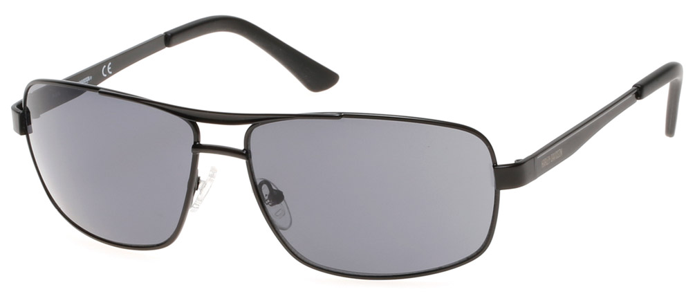 Harley-Davidson Men's Metal Navigator Sunglasses, Satin Black Frame & Smoke Lens - Wisconsin Harley-Davidson