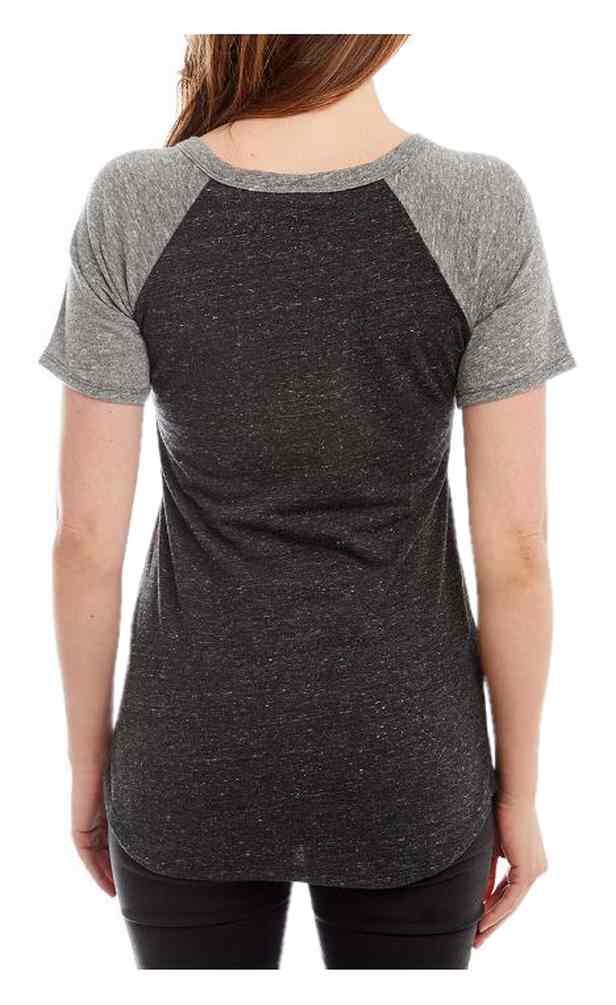 Harley-Davidson Women's American Spirit Raglan Short Sleeve Top, Charcoal - No Hassle Returns at Wisconsin Harley