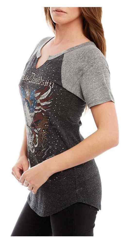 Harley-Davidson Free Shipping - Harley-Davidson Women's American Spirit Raglan Short Sleeve Top, Charcoal - Free Shipping on many products plus Orders Over $99