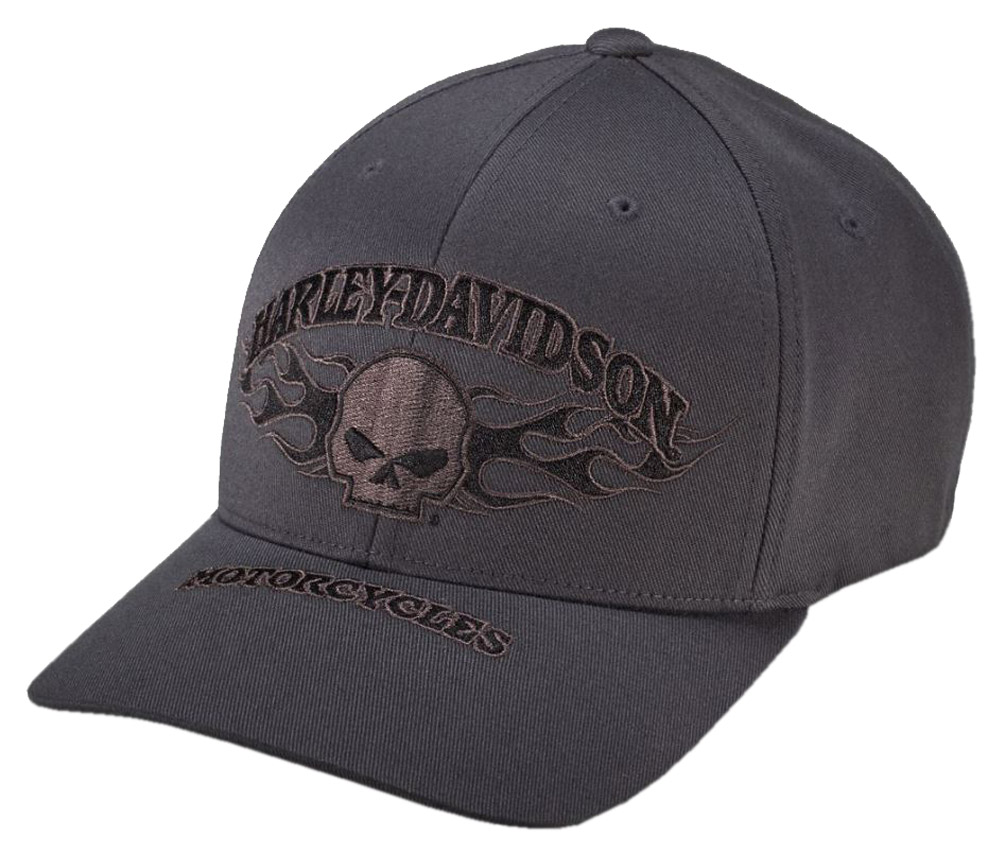 Harley-Davidson Men's Willie G Skull Flexfit Baseball Cap, Charcoal 99420-16VM - Wisconsin Harley-Davidson