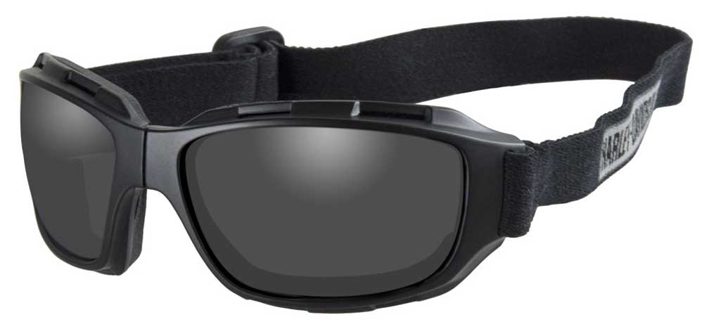 Harley-Davidson Men's Bend Gray Lens Goggles, Collapsible Black Frames HABEN01 - Wisconsin Harley-Davidson