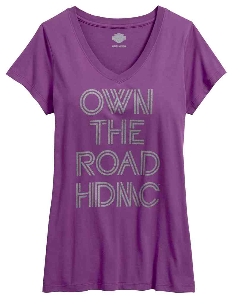 Harley-Davidson Women's Own The Road V-Neck Tee Shirt, Purple 96179-17VW - Wisconsin Harley-Davidson