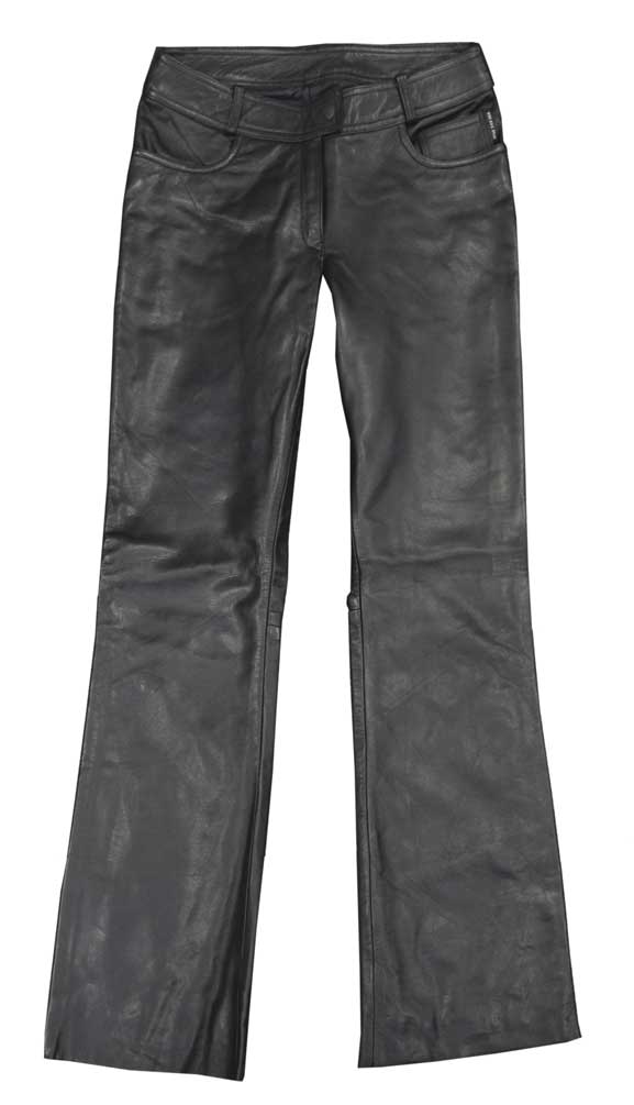 Redline Women's Jean Style Leather Motorcycle Riding Pants, Black L-3507