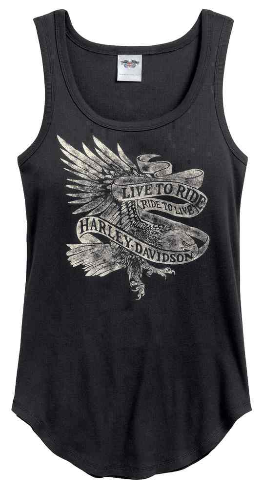 Harley-Davidson® Women's Distressed Live To Ride Tank, Black 96146