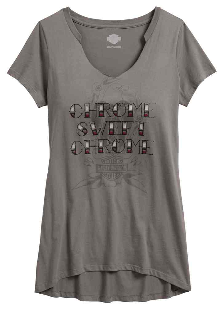 Harley-Davidson Women's Chrome Sweet Chrome V-Neck Tee Shirt 96181-17VW - Wisconsin Harley-Davidson