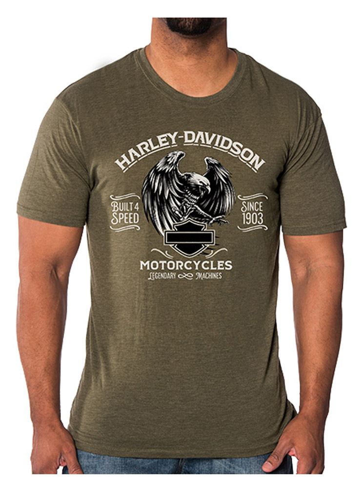 Harley-Davidson Men's Predator Eagle Short Sleeve Crew T-Shirt, Fatigue Green - Wisconsin Harley-Davidson