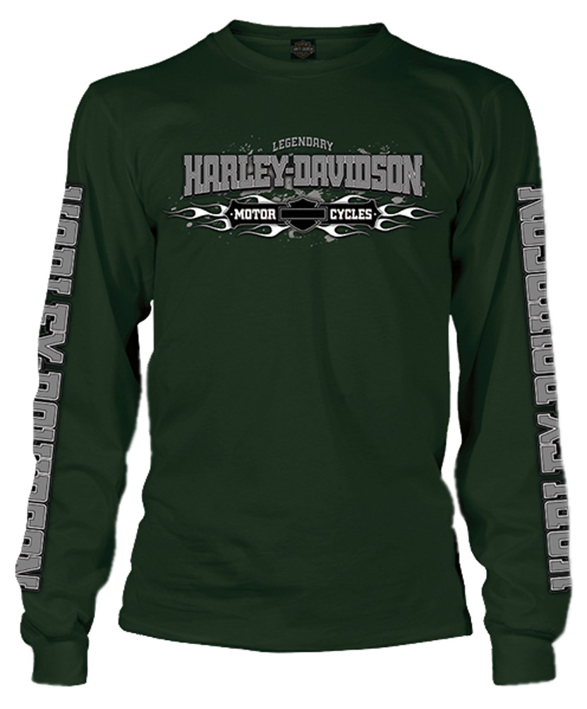 Harley-Davidson Men's Stark H-D Script Long Sleeve T-Shirt, Forest Green - Wisconsin Harley-Davidson