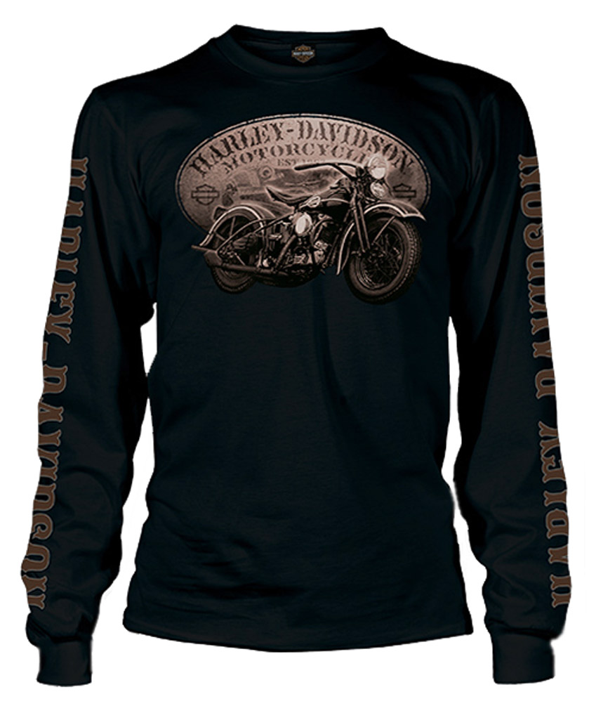 Harley-Davidson Men's Vintage Dark Past Long Sleeve T-Shirt, Solid Black - Wisconsin Harley-Davidson