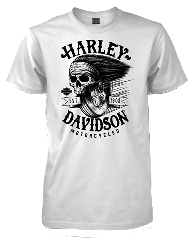 Harley Davidson® Mens Spun Skull Short Sleeve Crew Neck T Shirt White Wisconsin Harley Davidson 