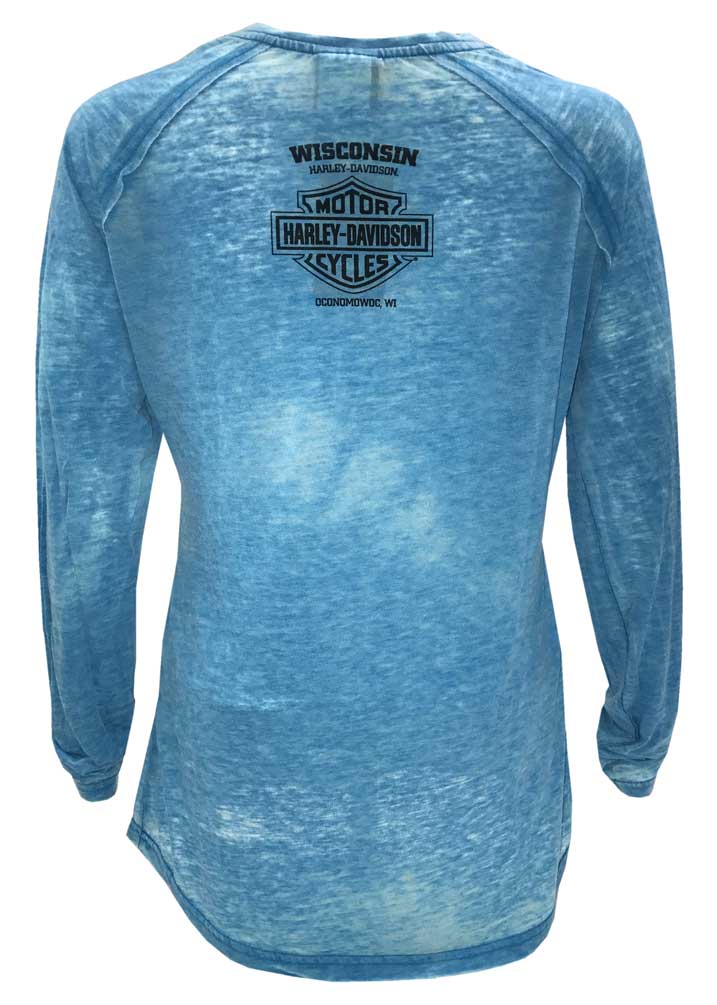 Harley-Davidson Free Shipping - Harley-Davidson Women's Highway Star Foil Long Sleeve Raglan Burnout Shirt, Blue - Free Shipping on many products plus Orders Over $99