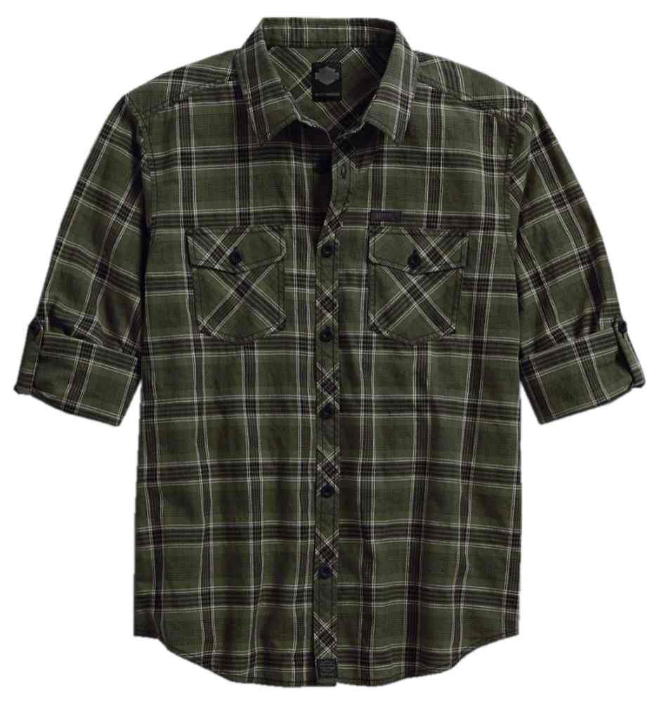 Harley-Davidson Free Shipping - Harley-Davidson Men's Roll-Tab Long Sleeve Plaid Shirt, Green 96650-17VM - Free Shipping on many products plus Orders Over $99
