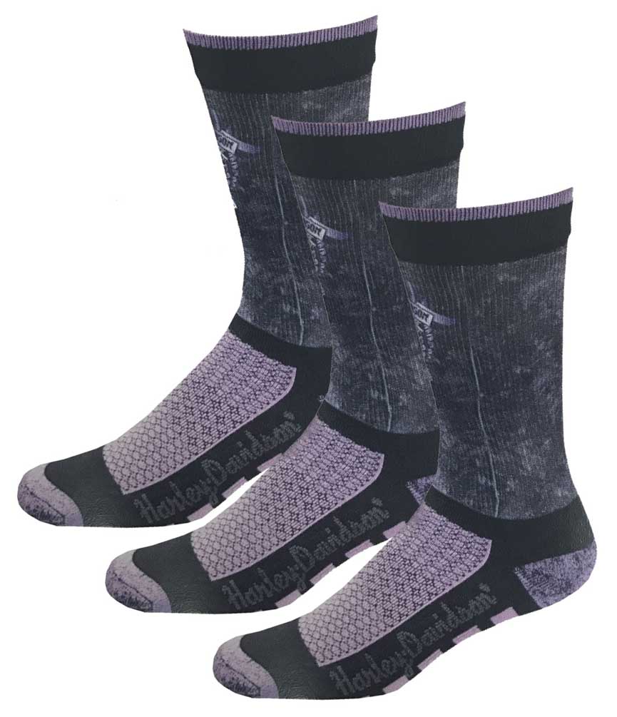 Harley-Davidson Women's Cushion Performance Riding Socks D89098570-500, 3 Pairs - Wisconsin Harley-Davidson