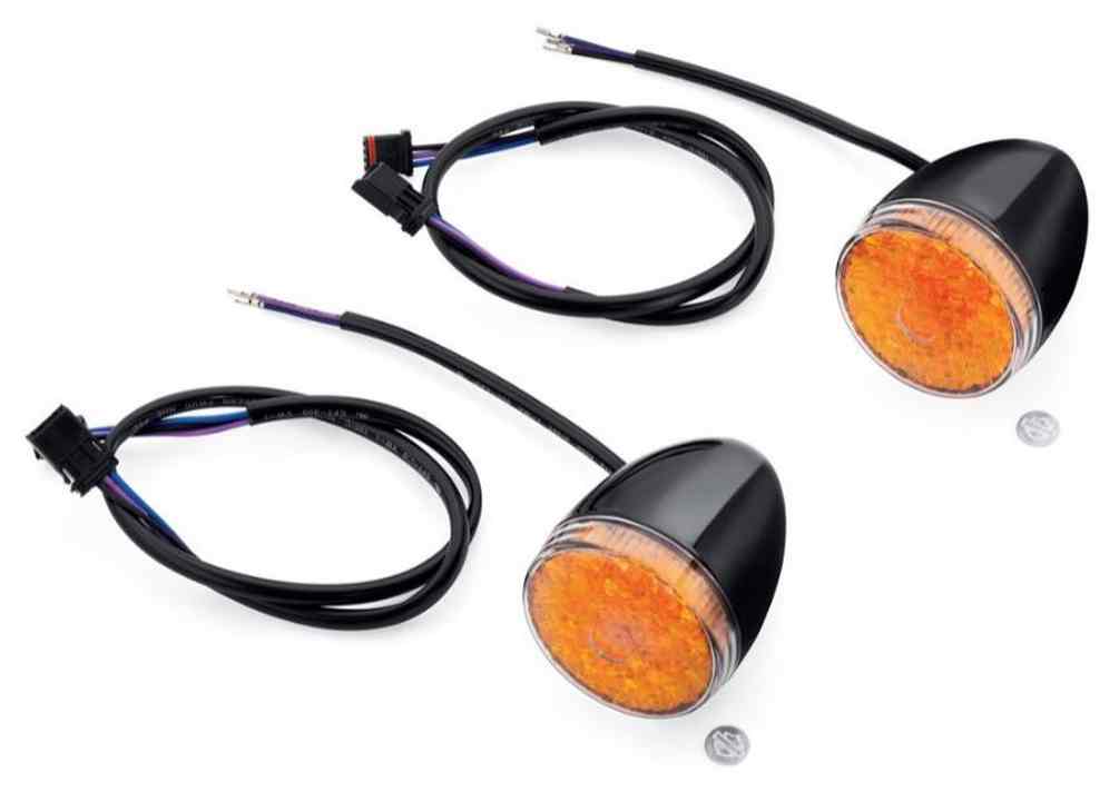 Harley-Davidson LED Bullet Turn Signal Kit - Front, Black w/ Amber Lens 67800479 - Wisconsin Harley-Davidson