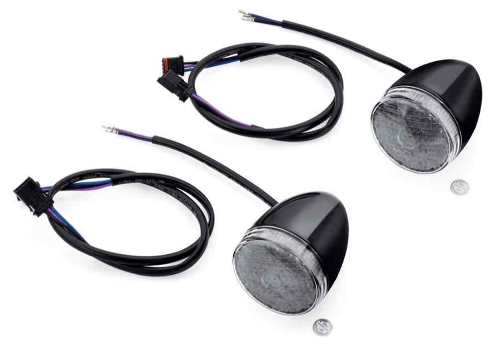 Harley-Davidson LED Bullet Turn Signal Kit - Front, Black w/ Smoke Lens 67800480 - Wisconsin Harley-Davidson
