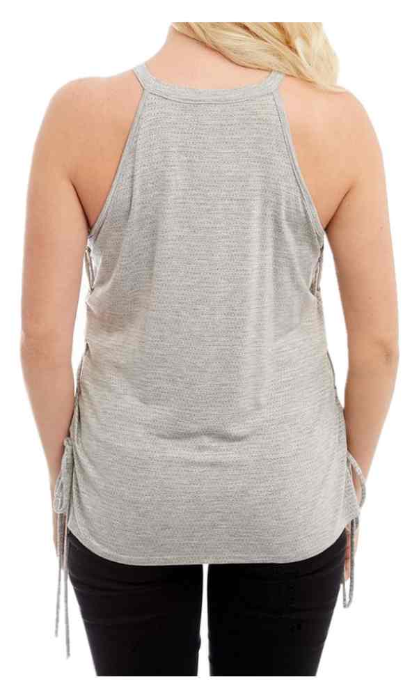 Harley-Davidson Women's Woodblock Willy Embellished Hi-Scoop Tank, Heather Gray - No Hassle Returns at Wisconsin Harley