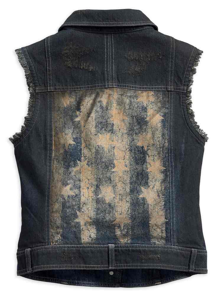 Harley-Davidson® Women's Distressed Americana Frayed Denim Vest
