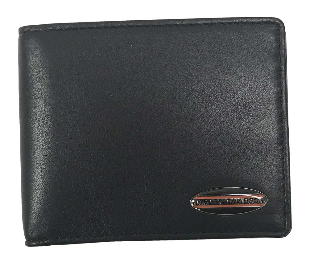 Harley-Davidson Men's Soft Napa Leather Classic Billfold Wallet NP5709L-BLK - Wisconsin Harley-Davidson