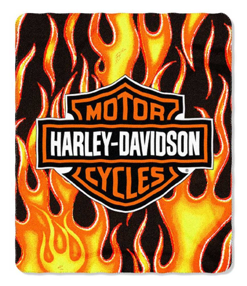 Harley-Davidson Orange Flames Fleece Throw