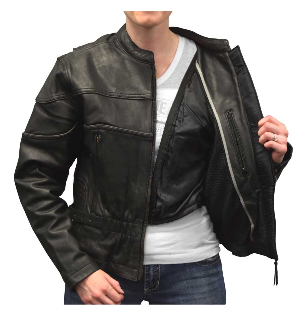 reflective leather motorcycle jacket