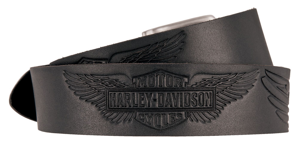 Harley-Davidson® Men's Embossed Crosswind Leather Belt, Black