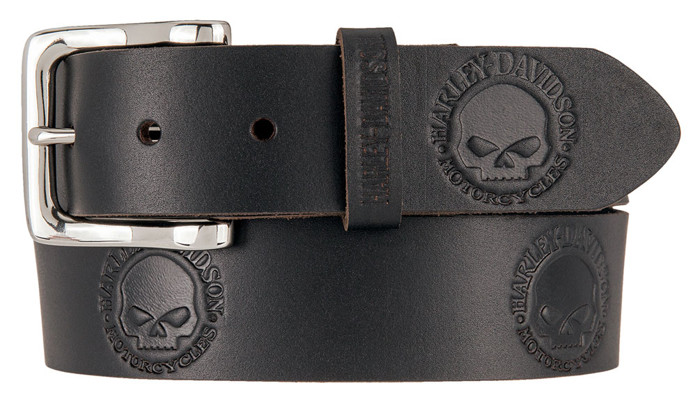 Harley-Davidson® Men's Embossed Willie's World Leather Belt, Black  HDMBT11332-BLK