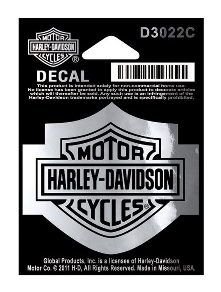 Harley-Davidson Bar & Shield Logo Chrome Decal, SM 2.25 x 1.75 inches D3022C - Wisconsin Harley-Davidson
