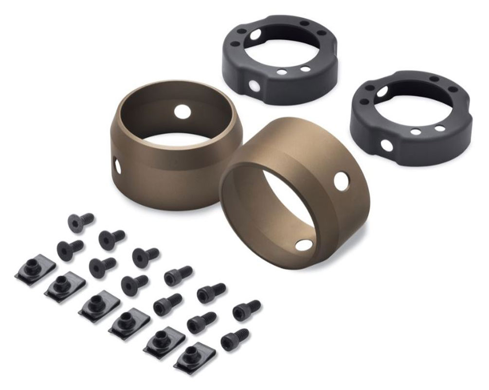 Harley-Davidson Bronze 3.25 inch Muffler End Caps, Fits '14-later XL 65100107 - Wisconsin Harley-Davidson