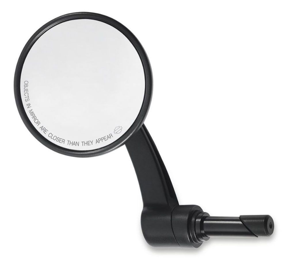 Harley-Davidson Round Bar End Mirror - Left Hand Side, Satin Black 56000134 - Wisconsin Harley-Davidson