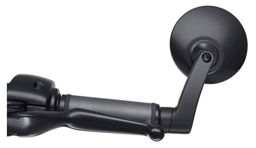 Harley-Davidson Round Bar End Mirror - Left Hand Side, Satin Black 56000134 - No Hassle Returns at Wisconsin Harley