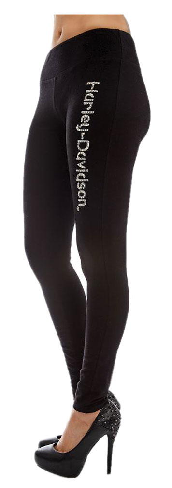 Harley-Davidson Women's Stripe Embellished H-D High Waist Leggings, Black - No Hassle Returns at Wisconsin Harley