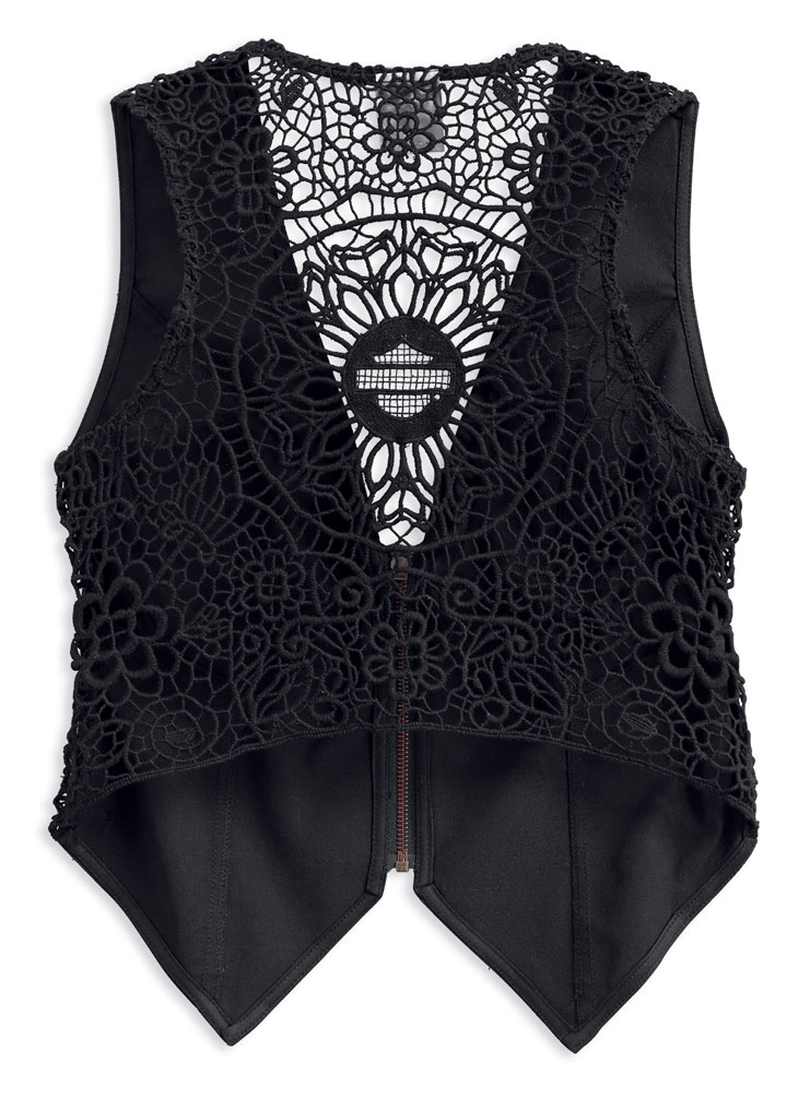 Harley-Davidson Free Shipping - Harley-Davidson Women's Crochet Back Zippered Fashion Vest, Black 96166-17VW - Free Shipping on many products plus Orders Over $99