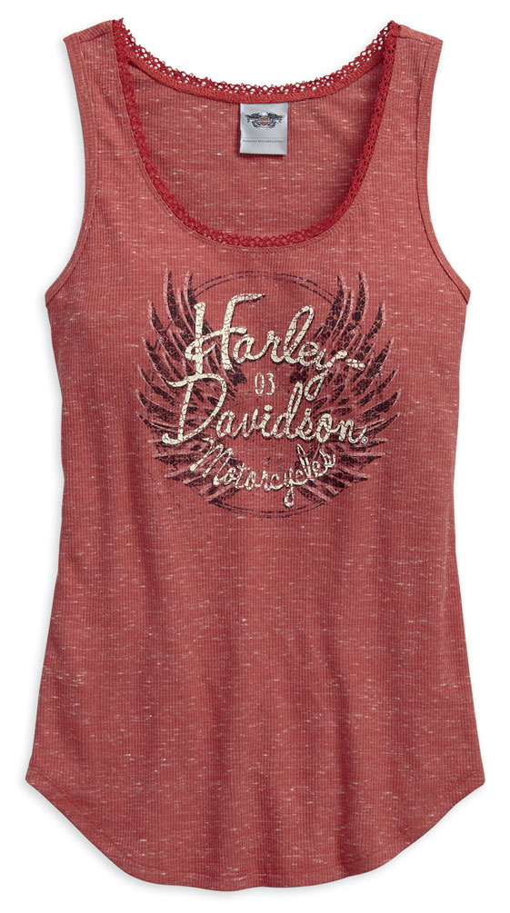 Harley-Davidson Women's Flecked Wing Sleeveless Tank Top, Marsala 96154-17VW - Wisconsin Harley-Davidson