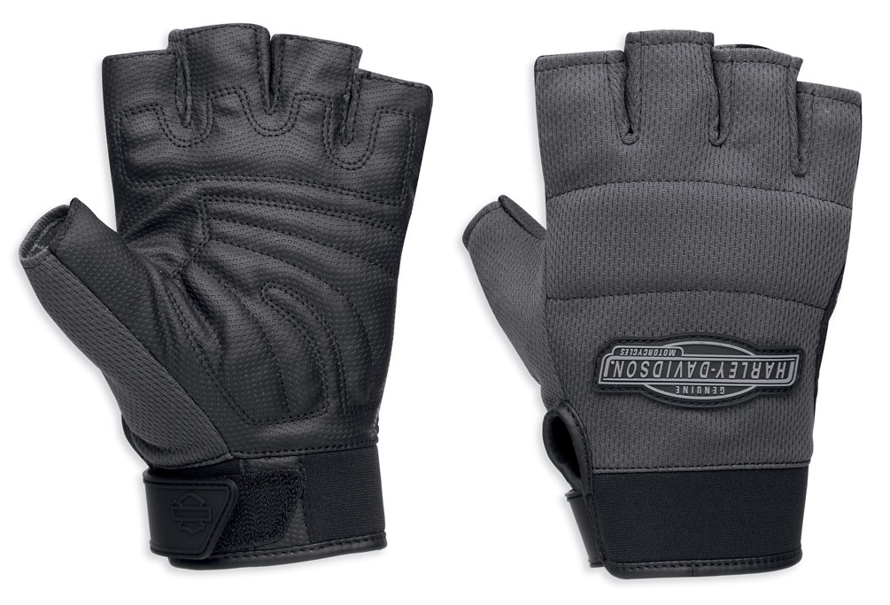 Harley-Davidson Men's Verve Mesh Fingerless Gloves, Asphalt Gray 97393-17VM - Wisconsin Harley-Davidson