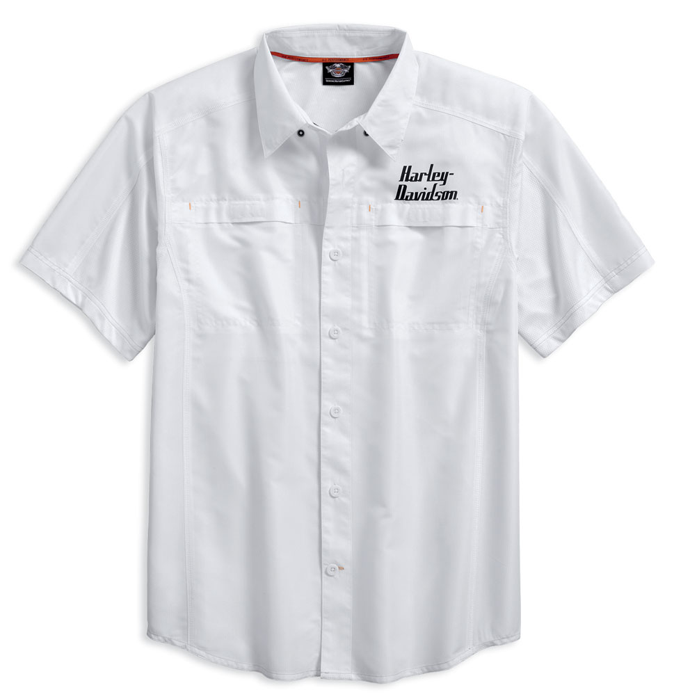 Harley-Davidson Men's Performance Fast Dry Vented Shirt, White 96610-17VM - Wisconsin Harley-Davidson