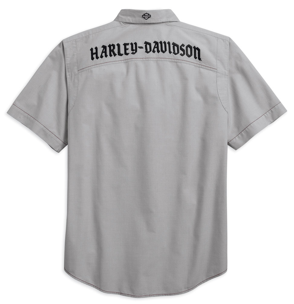 Harley-Davidson Free Shipping - Harley-Davidson Men's Contrast Stitch Short Sleeve Woven Shirt, Gray 96607-17VM - Free Shipping on many products plus Orders Over $99