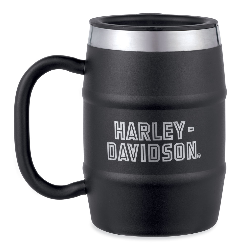 Harley-Davidson Insulated Barrel Mug, 16 oz. Stainless Steel, Black 96875-17V - Wisconsin Harley-Davidson