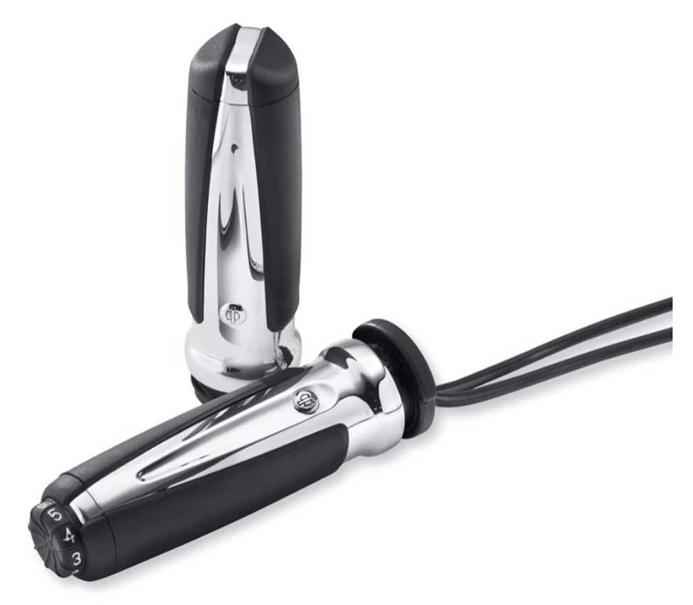 Harley-Davidson® Slipstream Heated Hand Grips - Chrome & Black