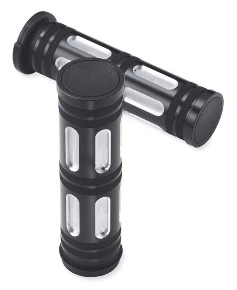 Harley-Davidson Edge Cut Hand Grips - Chrome & Black, 1.5 inch 57454-10 - Wisconsin Harley-Davidson