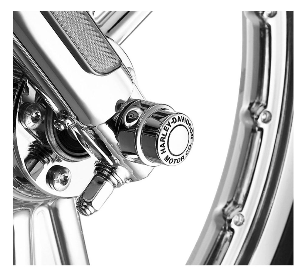 Harley Davidson Motor Co Front Axle Nut Cover Kit Chrome Finish 43864 96 Wisconsin Harley Davidson