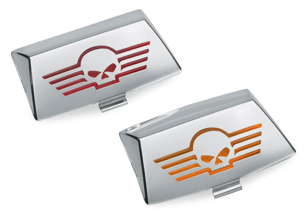 Marc Point シルク キャスケット 968533 マークポイント Harley-Davidson® Fender Tip Lens Kit w/ Skull Logo -Chrome-Plated