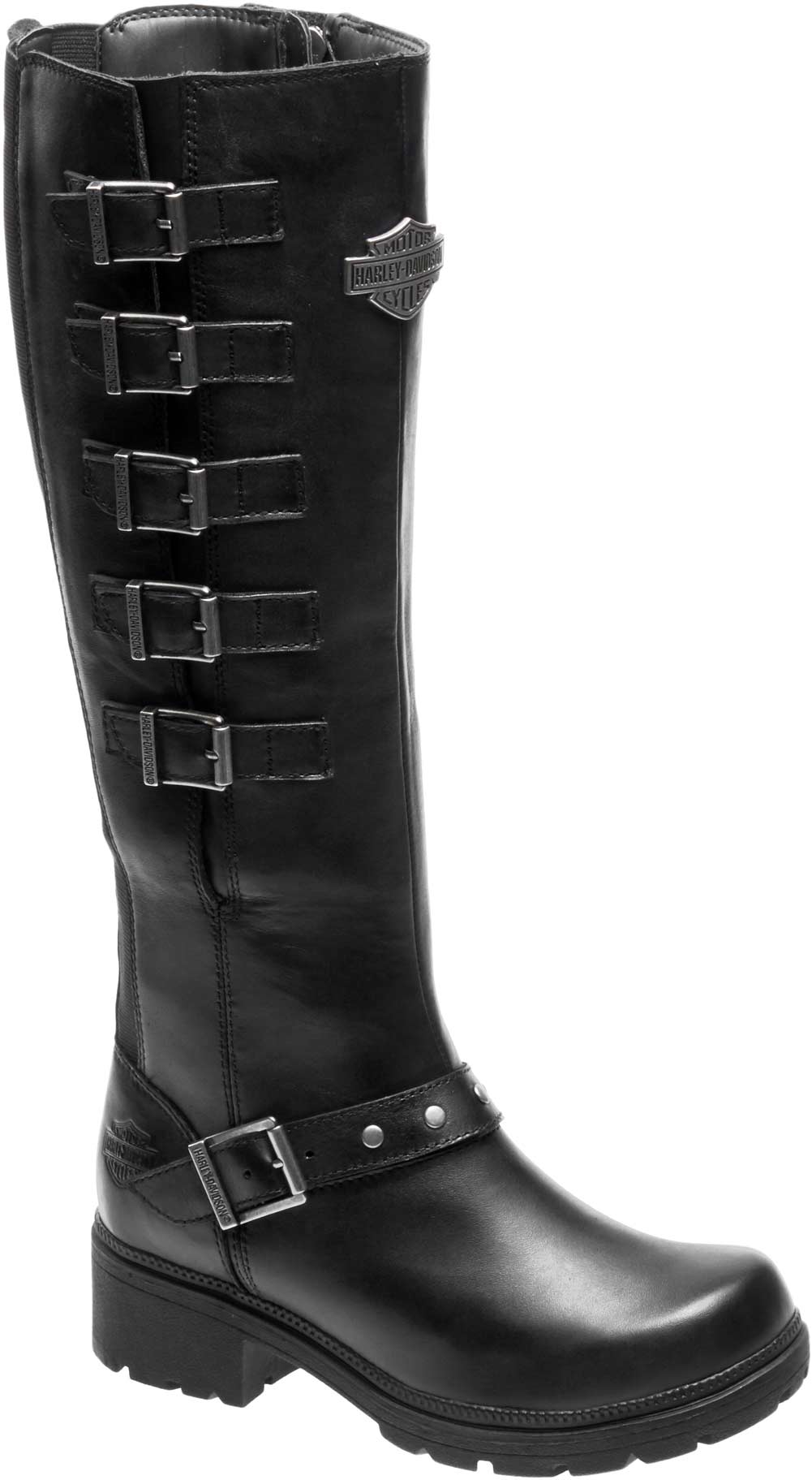 Black Mid-Calf Motorcycle Boots D84018 