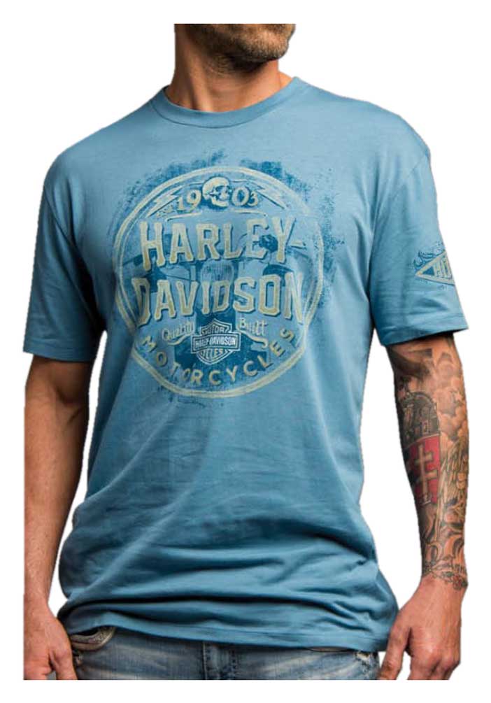 Harley-Davidson Men's Wretched Plugs Short Sleeve T-Shirt, Blue Haze 5N35-HC6P - Wisconsin Harley-Davidson