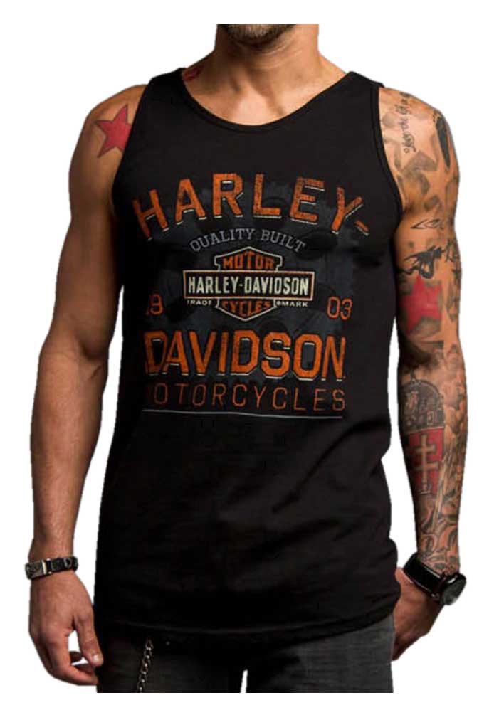 Harley-Davidson Men's Chrome Charger Sleeveless Muscle Shirt, Black 5500-HC74 - Wisconsin Harley-Davidson