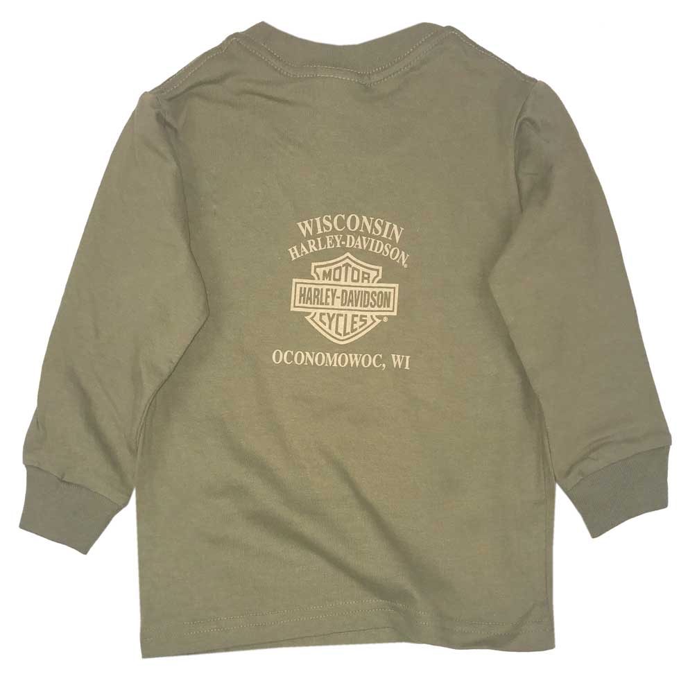 Harley-Davidson Free Shipping - Harley-Davidson Big Boy's Arriving Safely Long Sleeve Crew Shirt, Green - Free Shipping on many products plus Orders Over $99