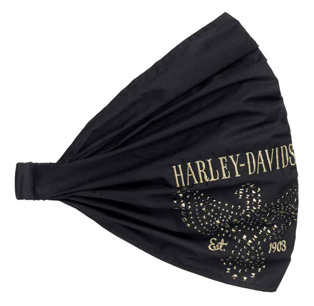 Harley-Davidson Women's Studded Woven Cotton Headwrap, Black 97887-18VW - Wisconsin Harley-Davidson