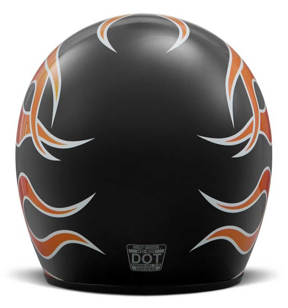 Harley-Davidson Men's Retro Flame B01 3/4 Helmet, Gloss Black 98209-18VX - Largest Selection of Harley-Davidson Products