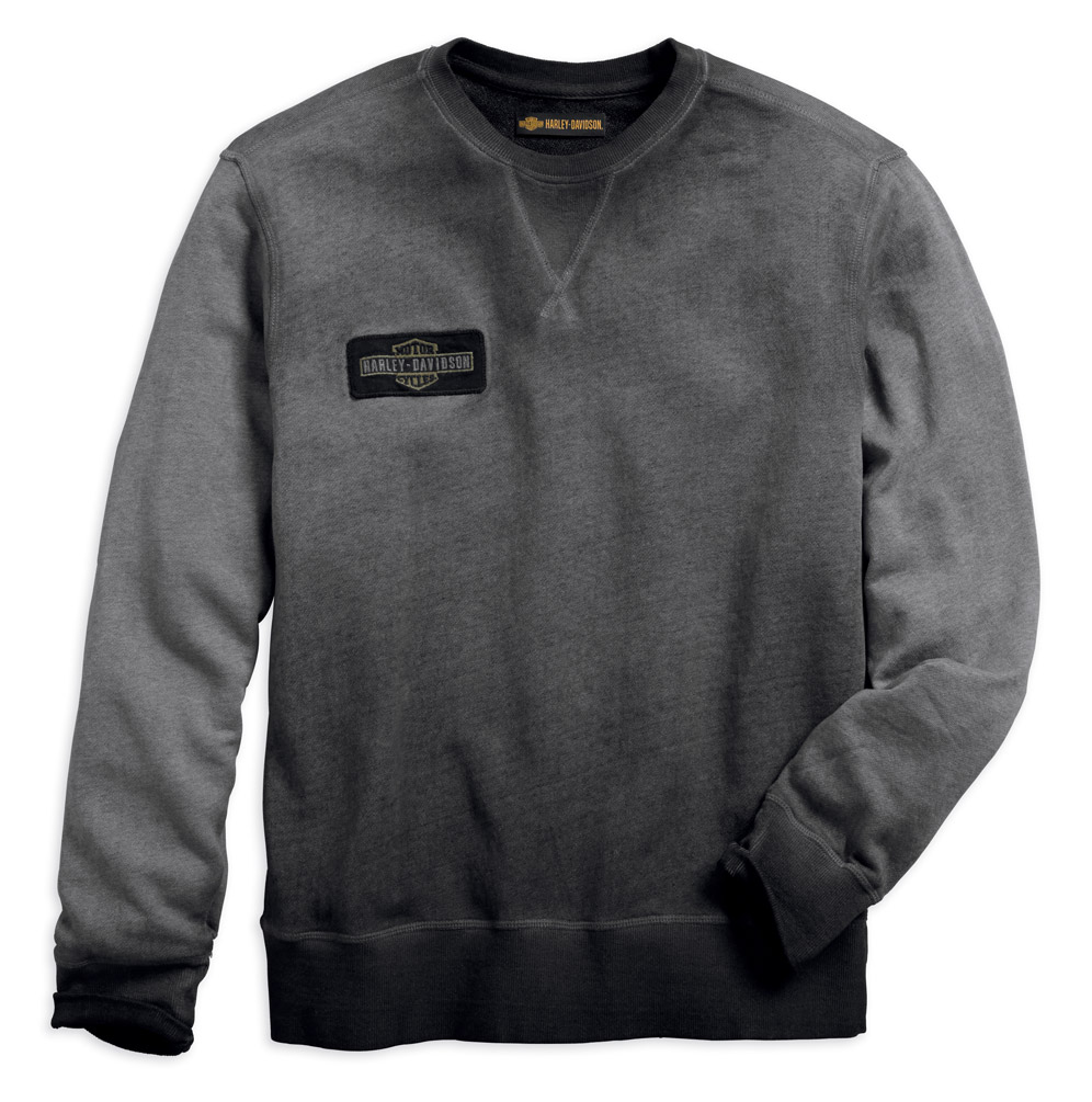 Harley-Davidson Men's Crew Neck Pullover Slim Fit Sweatshirt, Black 99022-18VM - Wisconsin Harley-Davidson