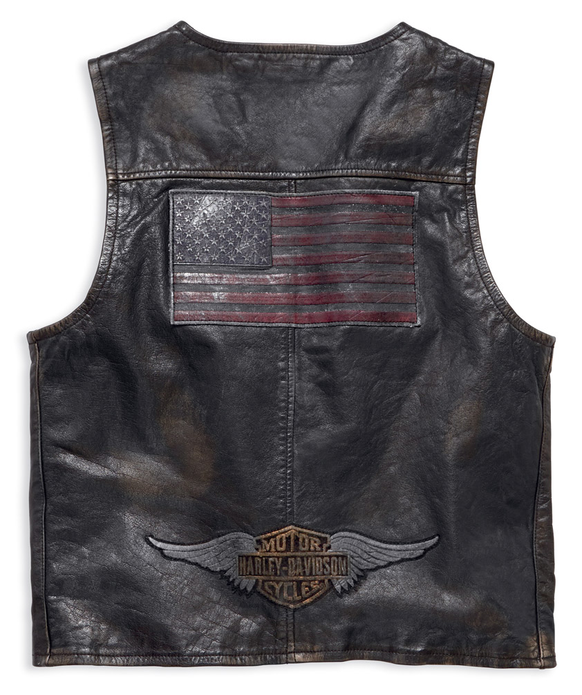 HarleyDavidson® Men's Iron Distressed Slim Fit Leather Vest, Black