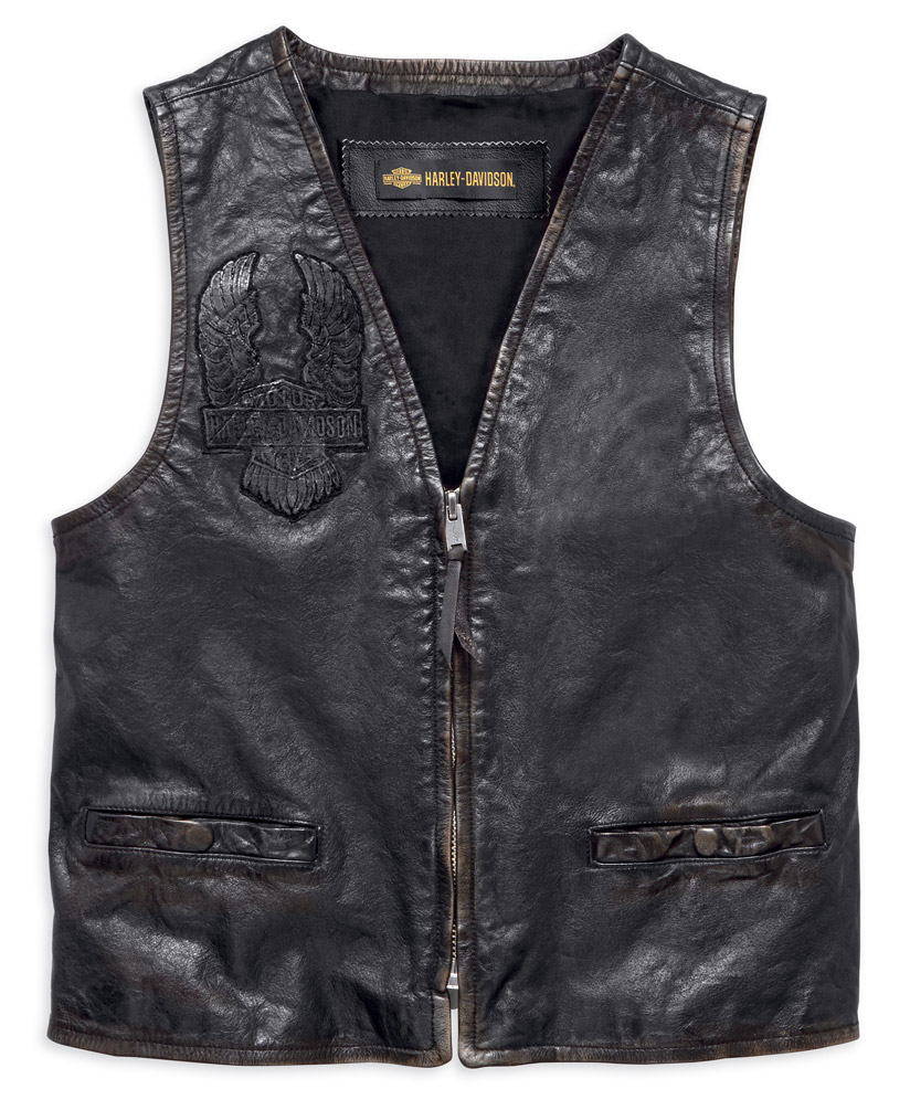 Harley-Davidson Men's Iron Distressed Slim Fit Leather Vest, Black 98009-18VM - Wisconsin Harley-Davidson